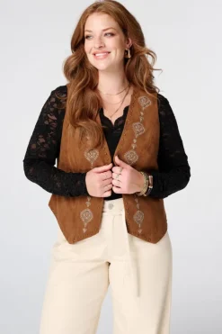 Gilet met embroidery en studs