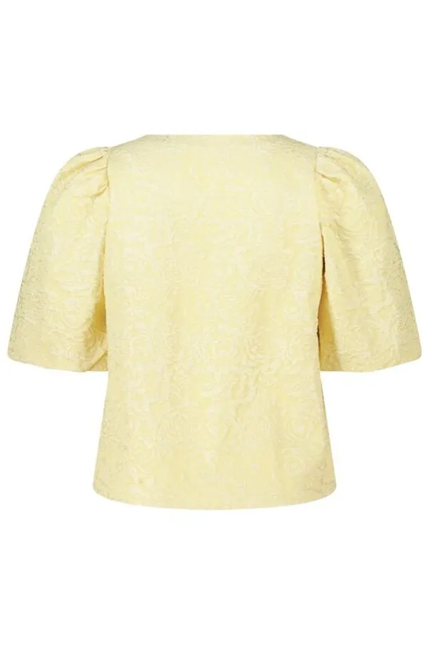 Jacquard blouse met pofmouwen