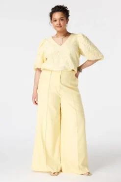 Jacquard blouse met pofmouwen