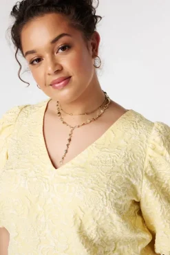 Jacquard blouse met pofmouwen