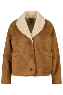 Jas in suedine look met teddy kraag