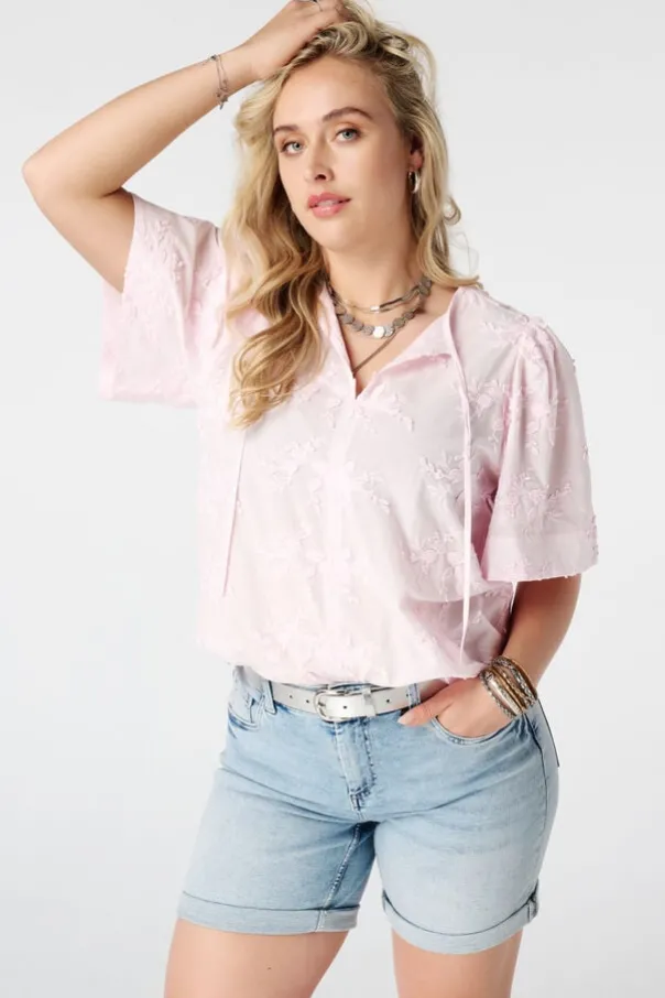 Katoenen blouse met borduursel