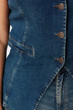 Lang denim gilet