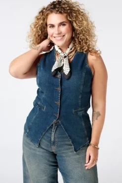 Lang denim gilet