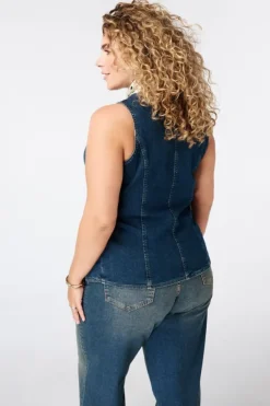 Lang denim gilet