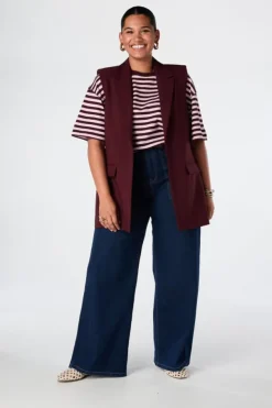 Lang gilet met knoopsluiting