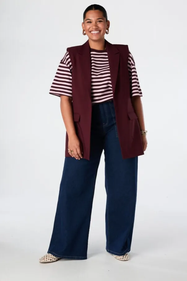 Lang gilet met knoopsluiting