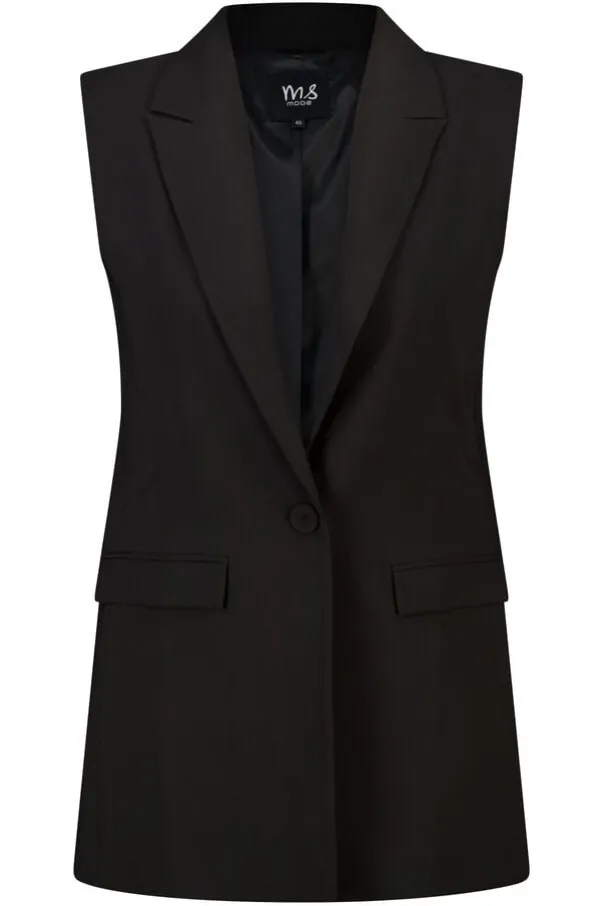 Lang gilet met knoopsluiting