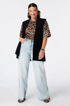 Lang gilet met knoopsluiting