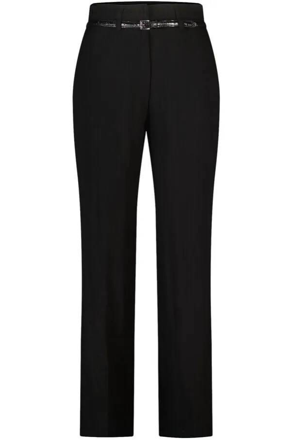 Linnen look broek met ceintuur