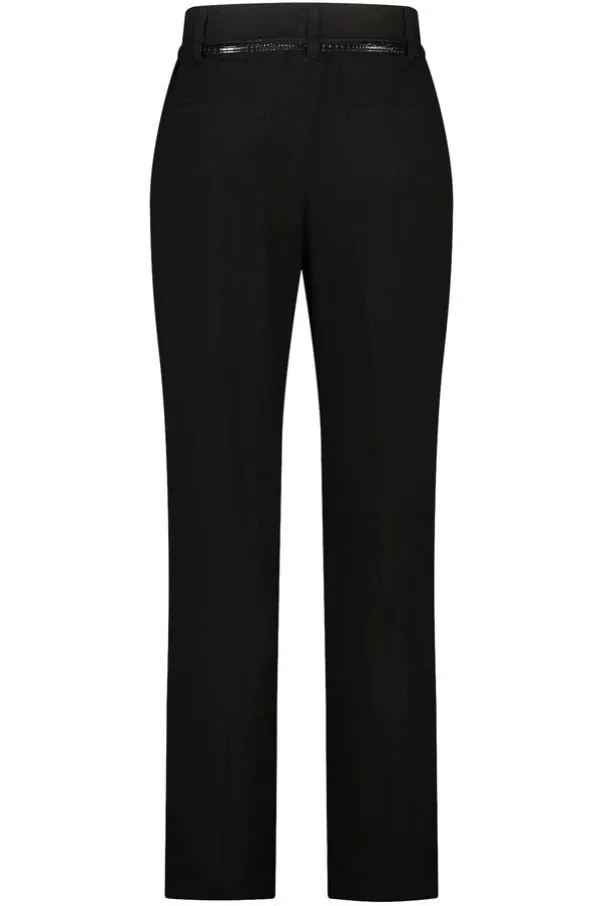 Linnen look broek met ceintuur