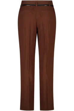 Linnen look broek met ceintuur