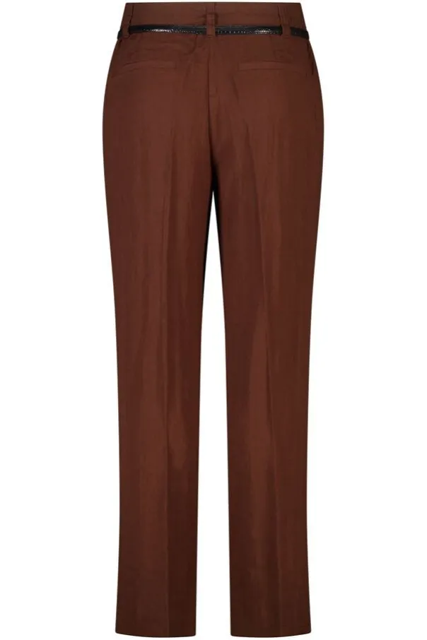 Linnen look broek met ceintuur