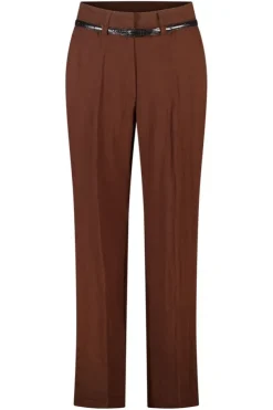Linnen look broek met ceintuur