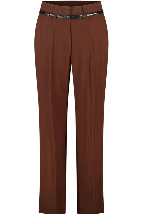 Linnen look broek met ceintuur