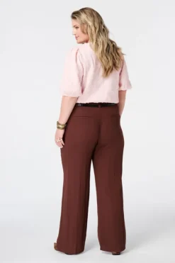 Linnen look broek met ceintuur