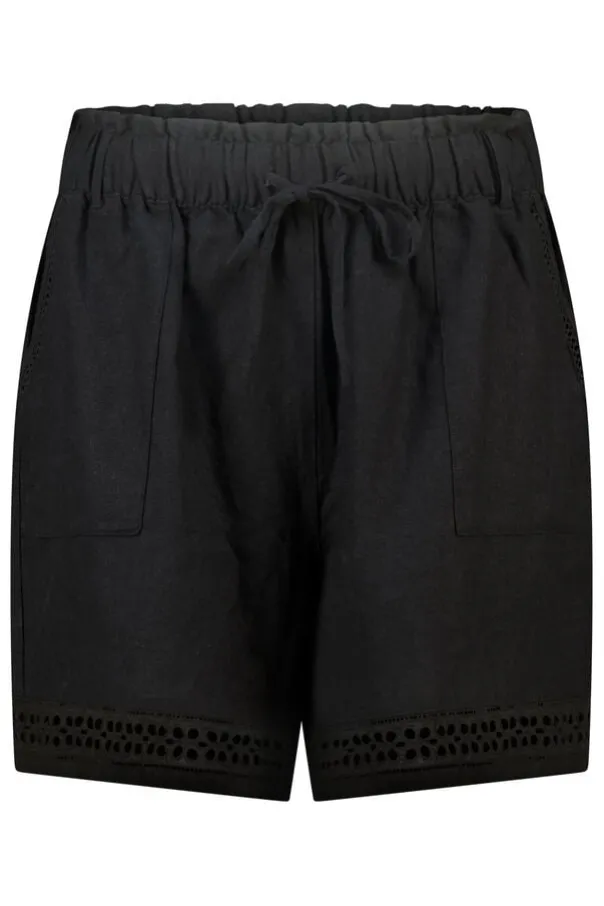 Linnen short met elastische taille