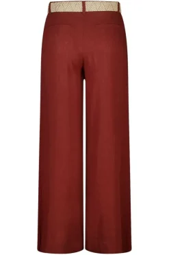 Linnen wide leg broek met ceintuur
