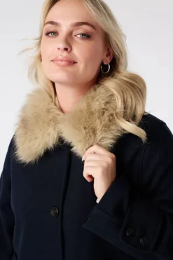 Manteljas met faux fur kraag