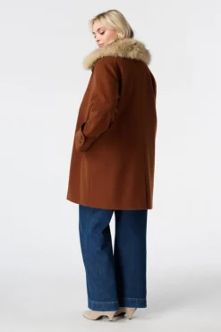 Manteljas met faux fur kraag