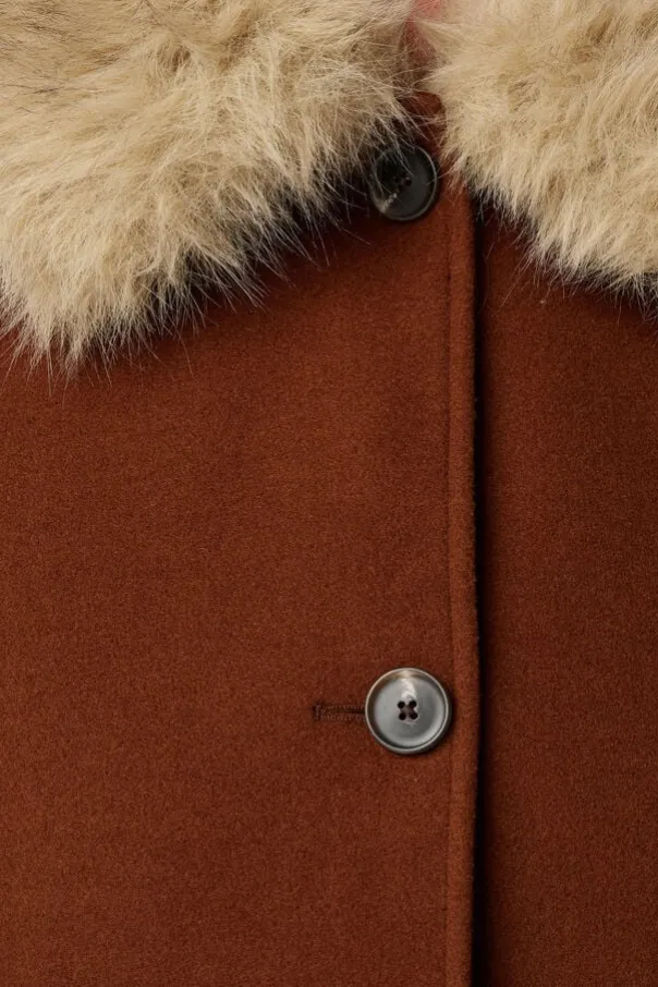 Manteljas met faux fur kraag