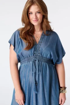 Maxi jurk in demin look