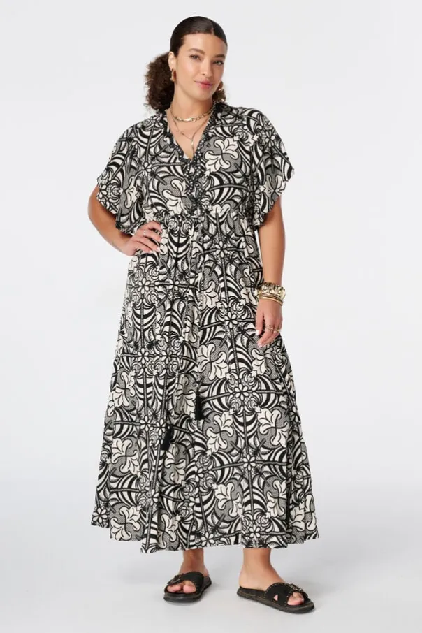 Maxi jurk met vlindermouwen