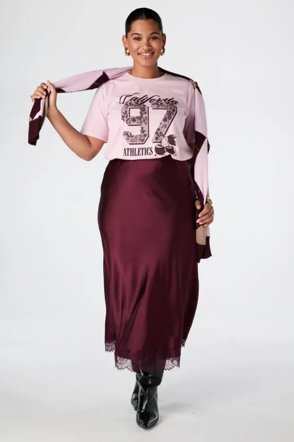 Midi rok in satijnlook