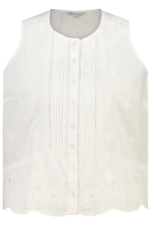 Mouwloze blouse met borduursel