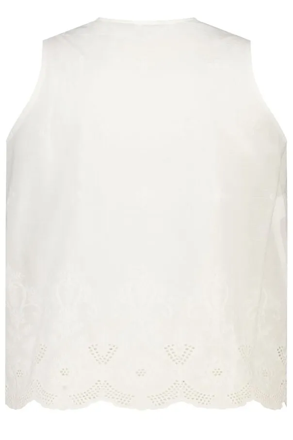 Mouwloze blouse met borduursel