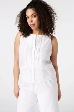 Mouwloze blouse met borduursel
