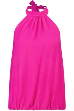 Mouwloze blouse met hoge hals