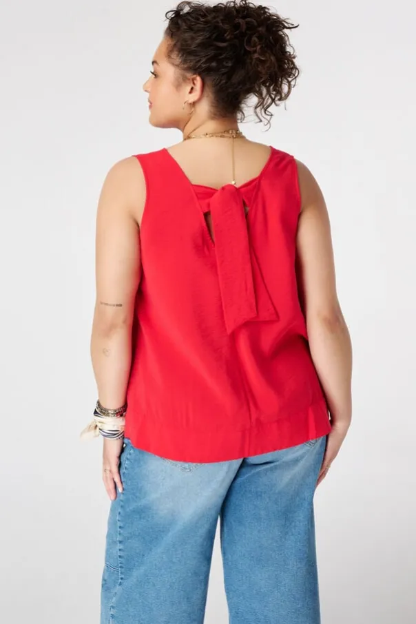 Mouwloze blouse met striksluiting