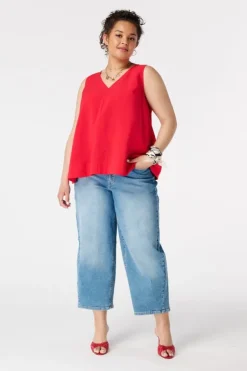 Mouwloze blouse met striksluiting