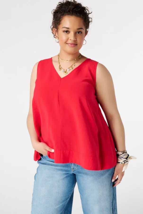 Mouwloze blouse met striksluiting