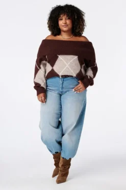Off shoulder trui