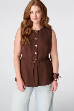 Peplum gilet met ceintuur