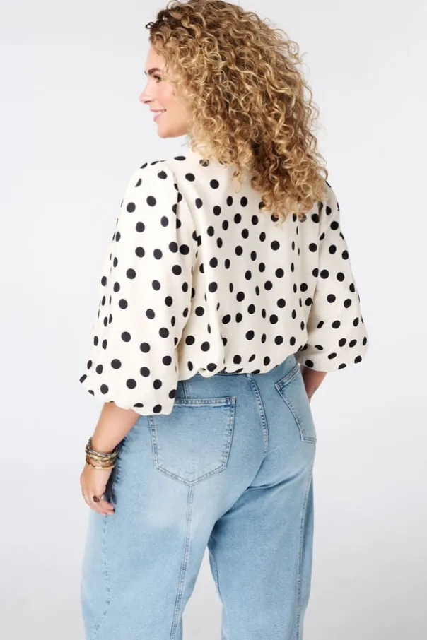 Polka dot jasje met korte pofmouwen