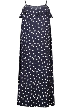Polka dot maxi jurk met volants
