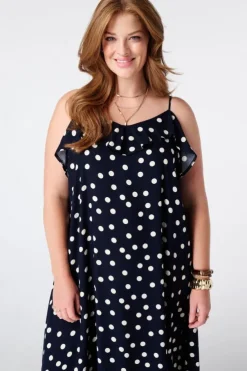 Polka dot maxi jurk met volants