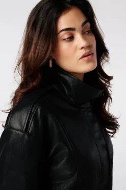PU jacket met hoge kraag
