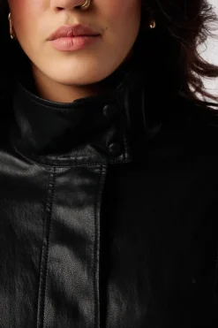 PU jacket met hoge kraag