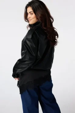 PU jacket met hoge kraag