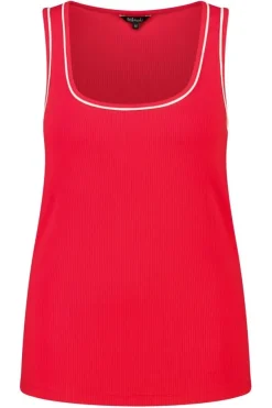 Rib top met contrastdetail