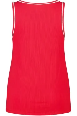 Rib top met contrastdetail