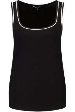 Rib top met contrastdetail