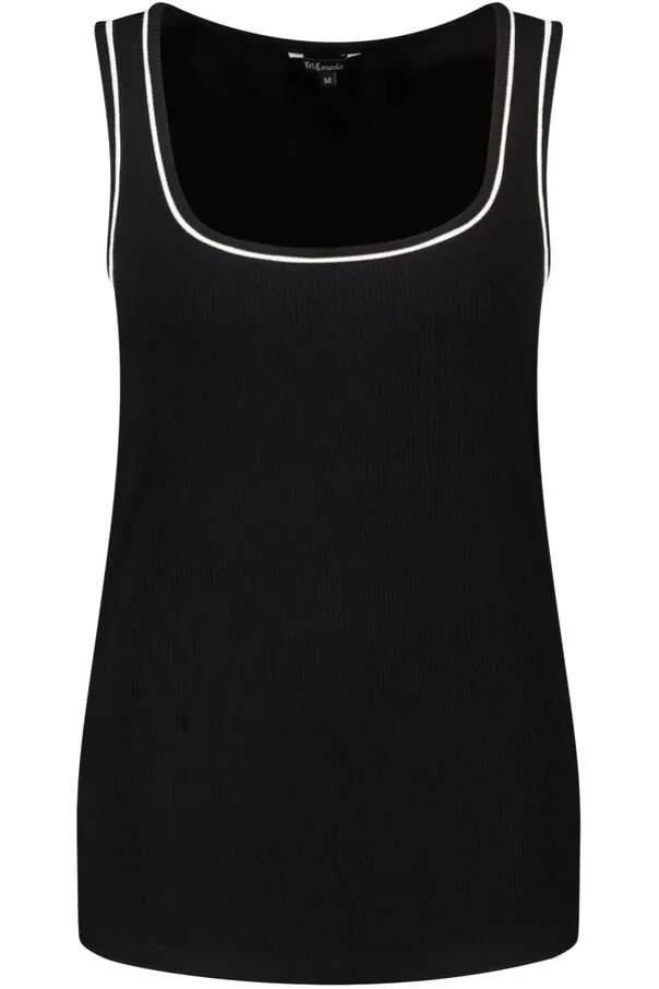 Rib top met contrastdetail