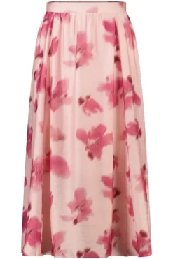 Rok in satijnlook met bloemenprint