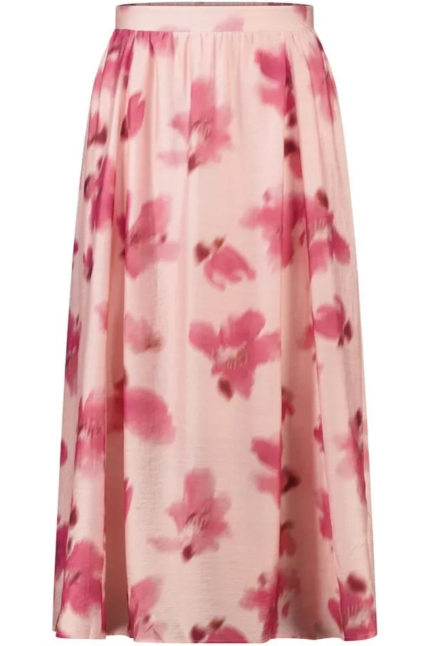 Rok in satijnlook met bloemenprint