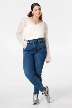 Skinny leg high waist jeans CHERRY